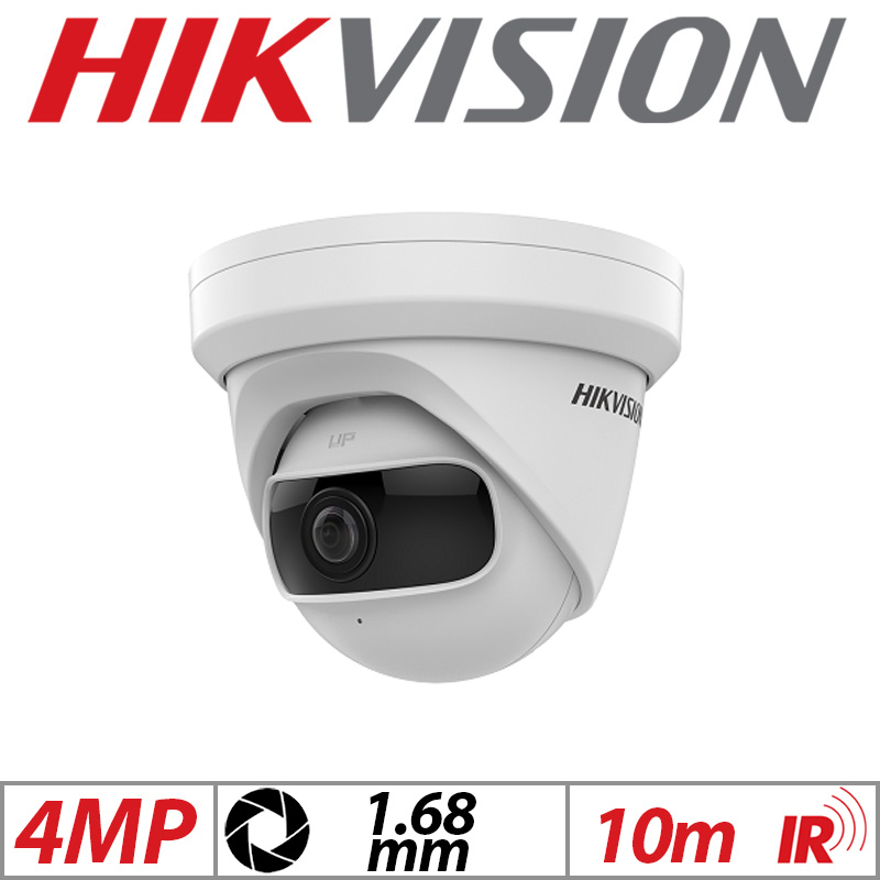 4MP HIKVISION ULTRA WIDE ANGLE FIXED TURRET IP NETWORK CAMERA 1.68MM WHITE DS-2CD2345G0P-I
