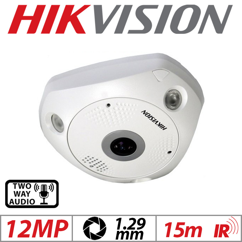 12MP HIKVISION FISHEYE 360 VIEWING ANGLE CAMERA 1.29MM WHITE DS-2CD63C5G0-IVS