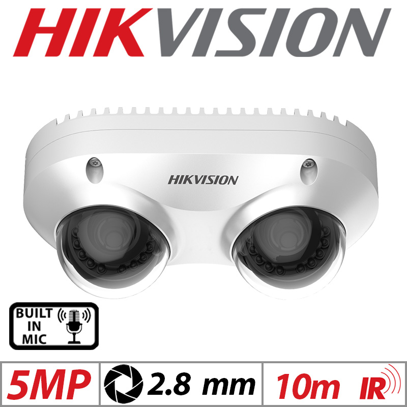 5MP HIKVISION DUAL-DIRECTIONAL PANOVU IP NETWORK CAMERA WITH BUILT IN MIC 2.8MM WHITE DS-2CD6D52G0-IHS