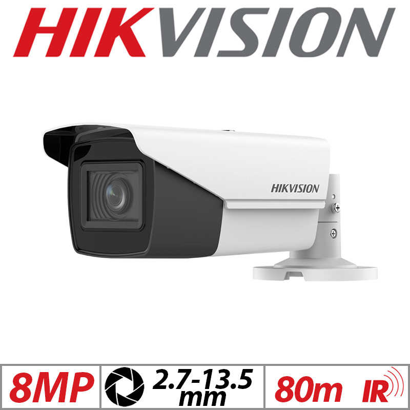 8MP HIKVISION 4IN1 BULLET CAMERA WITH MOTORIZED VARIFOCAL ZOOM 2.7-13.5MM WHITE DS-2CE19U1T-AIT3ZF