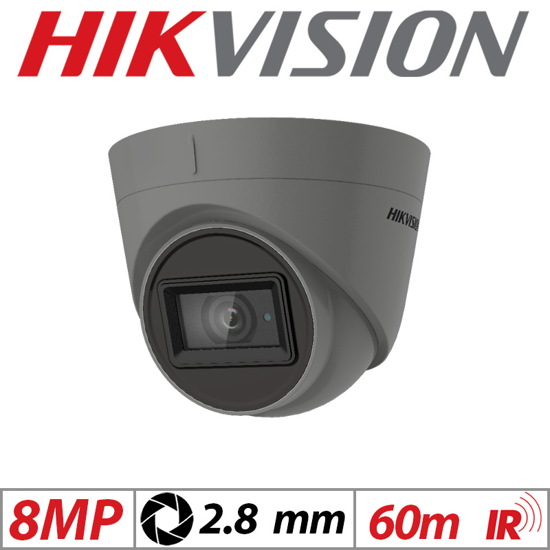 8MP HIKVISION 4IN1 FIXED TURRET CAMERA 2.8MM GREY DS-2CE78U1T-IT3F