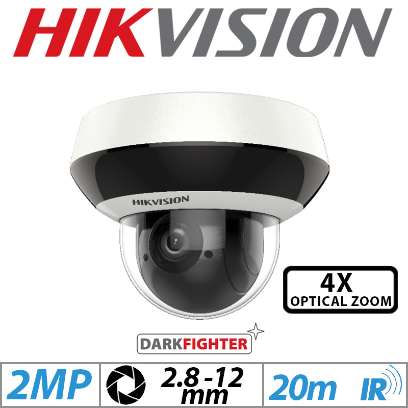2MP HIKVISION DARKFIGHTER IP POE MINI PTZ CAMERA WITH 4X OPTICAL ZOOM 2.8-12MM WHITE DS-2DE2A404W-DE3 GRADED ITEM