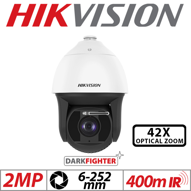 2MP HIKVISION DARKFIGHTER NETWORK PTZ CAMERA WITH MOTORIZED VARIFOCAL ZOOM 6-252MM WHITE DS-2DF8242IX-AELW-T5