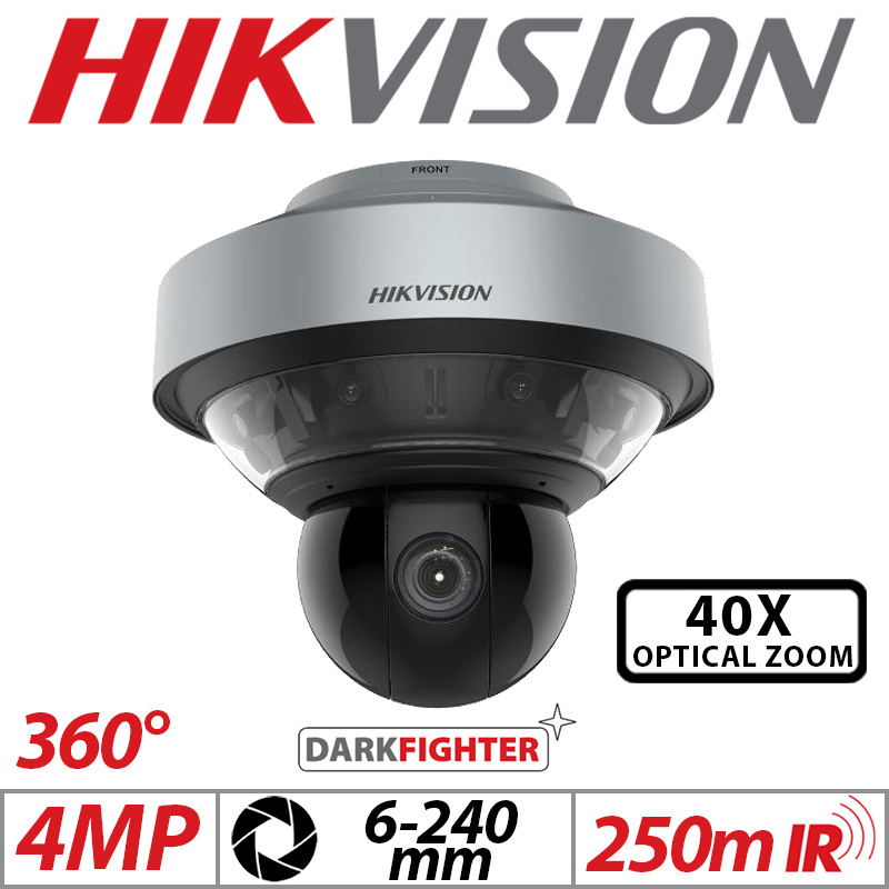 4MP HIKVISION DARKFIGHTER 360 DEGREES STITCHED PANORAMIC (8X4MP) AND PTZ CAMERA WITH MOTORIZED VARIFOCAL ZOOM 4.5-112.5MM GREY DS-2DP3236ZIXS-D-440-F0-P4