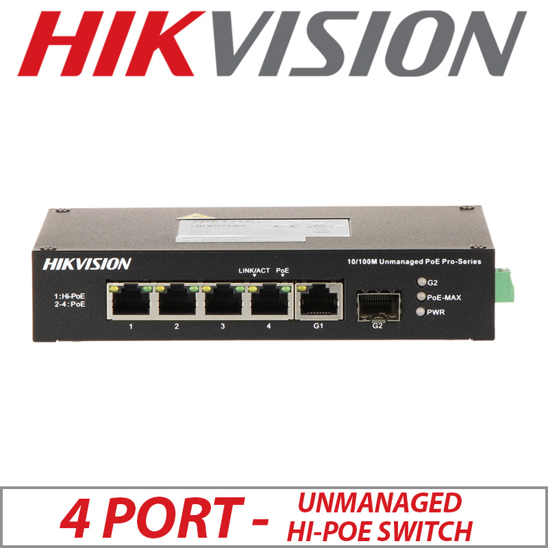 4 PORT HIKVISION UNMANAGED HI-POE SWITCH UP TO 300M DS-3T0306HP-E/HS