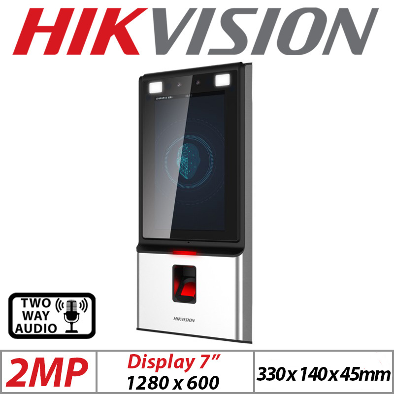 2MP HIKVISION FACE RECOGNITION WITH OPTICAL FINGERPRINT TERMINAL 7 INCH SCREEN DS-K1T604MF