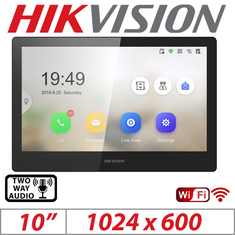 HIKVISION 10 INCH TOUCH SCREEN INDOOR VIDEO INTERCOM STATION DS-KH8520-WTE1