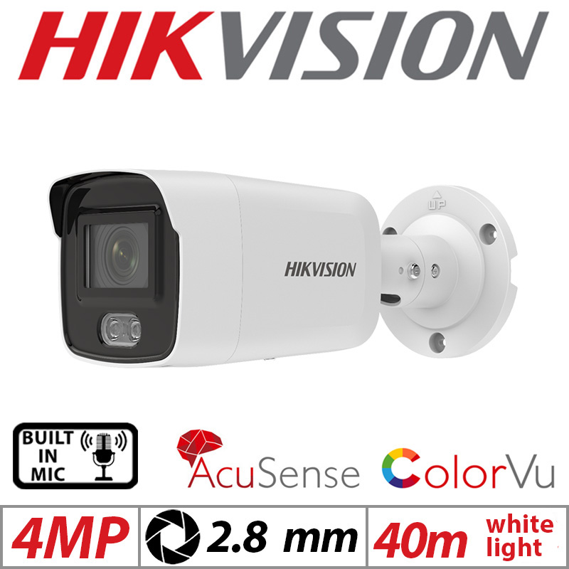 4MP HIKVISION COLORVU ACUSENSE BULLET IP NETWORK CAMERA WITH BUILT IN MIC 2.8MM WHITE G1-DS-2CD2047G2-LU-2.8MM-WHITE GRADED ITEM