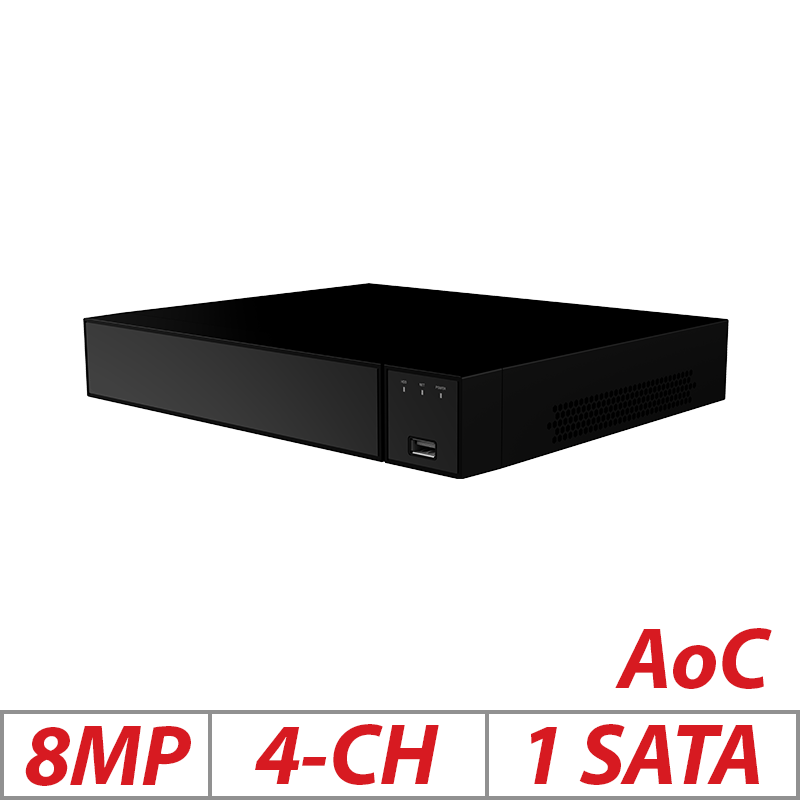 8MP 4-CH 1-SATA AOC XVR H.265/H.264 - DVR-4CH-8MP