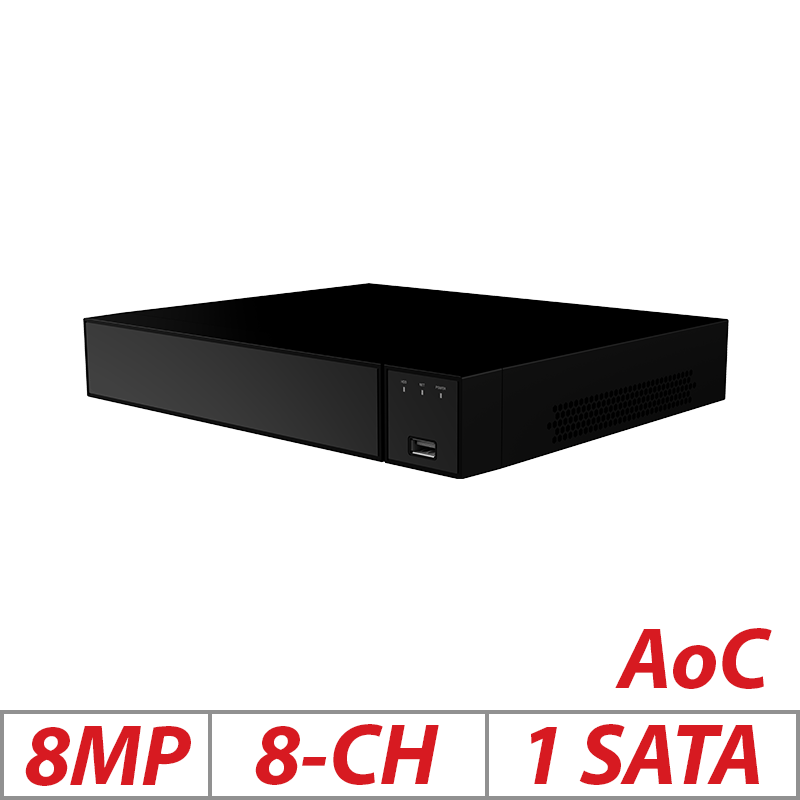 8MP 8-CH 1-SATA AOC XVR H.265/H.264 - DVR-8CH-8MP