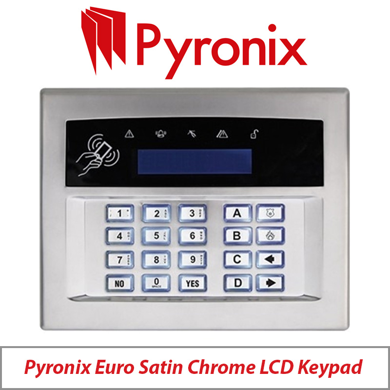 PYRONIX EURO SATIN CHROME LCD KEYPAD EURO-LCDPZ/SCHROME
