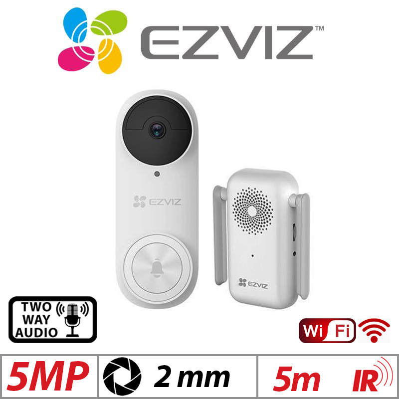 5MP EZVIZ SMART BATTERY POWERED WI-FI VIDEO DORBELL WITH AI HUMAN DETECTION AND CHIME UNIT DB2-PRO