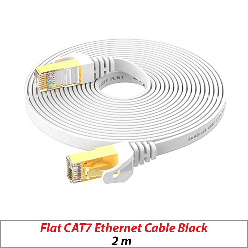 FLAT CAT7 ETHERNET CABLE WHITE 2M