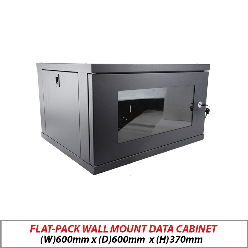 DATA CABINET - FLAT-PACK WALL MOUNT DATA CABINET BLACK 6U-600