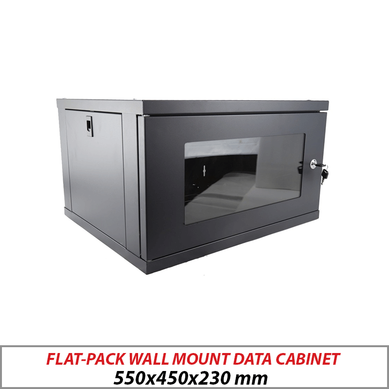 DATA CABINET - FLAT-PACK WALL MOUNT DATA CABINET BLACK 6U-600