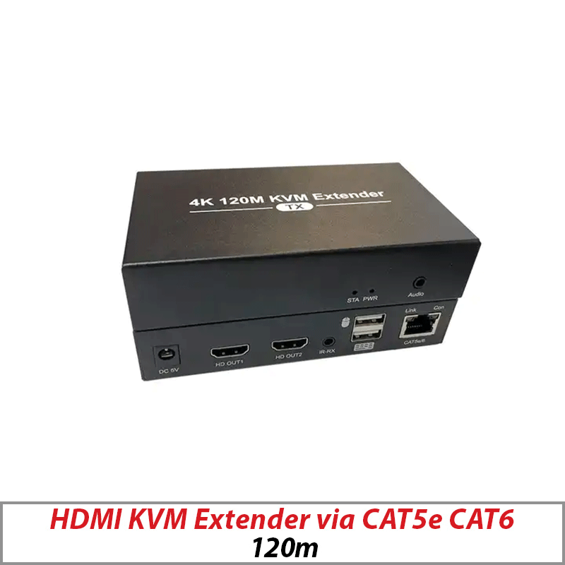 HDMI KVM EXTENDER HDMI-COMPATIBLE USB-A KEYBOARD MOUSE 3.5MM AUX CAT6 RJ45 LAN ETHERNET EXTENDER 4K HDTV 120M