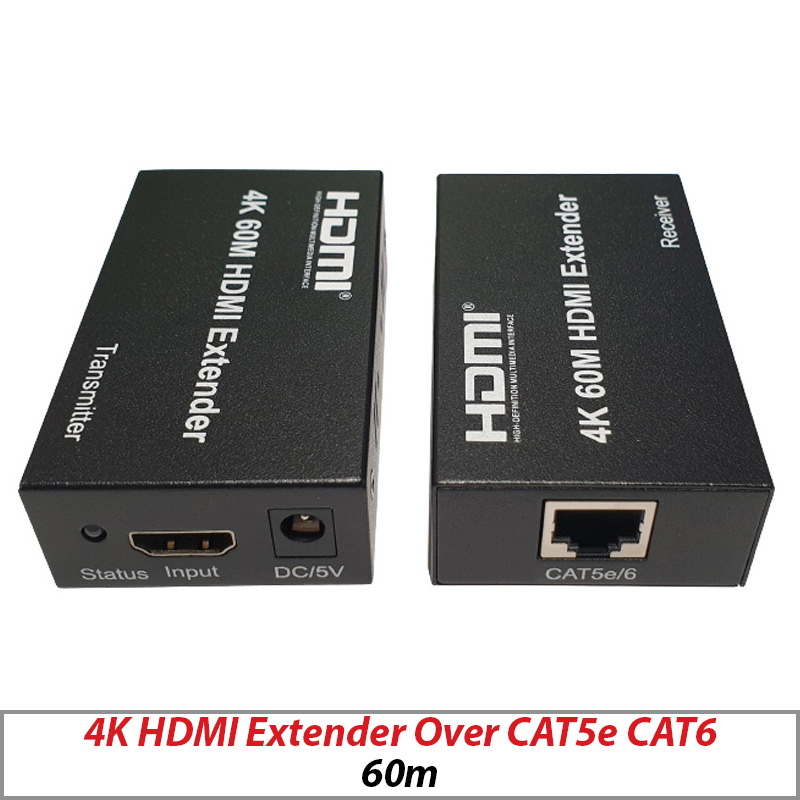 HDMI EXTENDER SINGLE VIA CAT5e CAT6 PORT UP TO 60M SUPPORT 4K