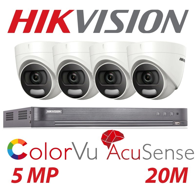 5MP 8CH HIKVISION 4X CAMERA SYSTEM COLORVU 24HR COLOUR DVR CAMERA KIT WITH BALUNS
