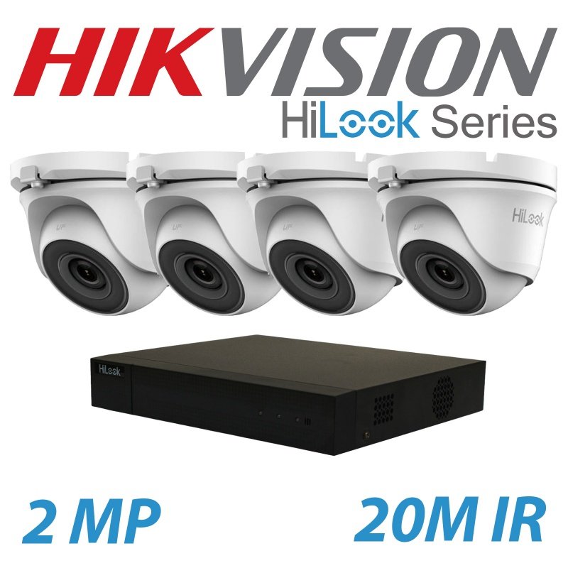 2MP 4CH DVR HIKVISION 4X HILOOK SYSTEM 20M WHITE DOME CAMERA KIT