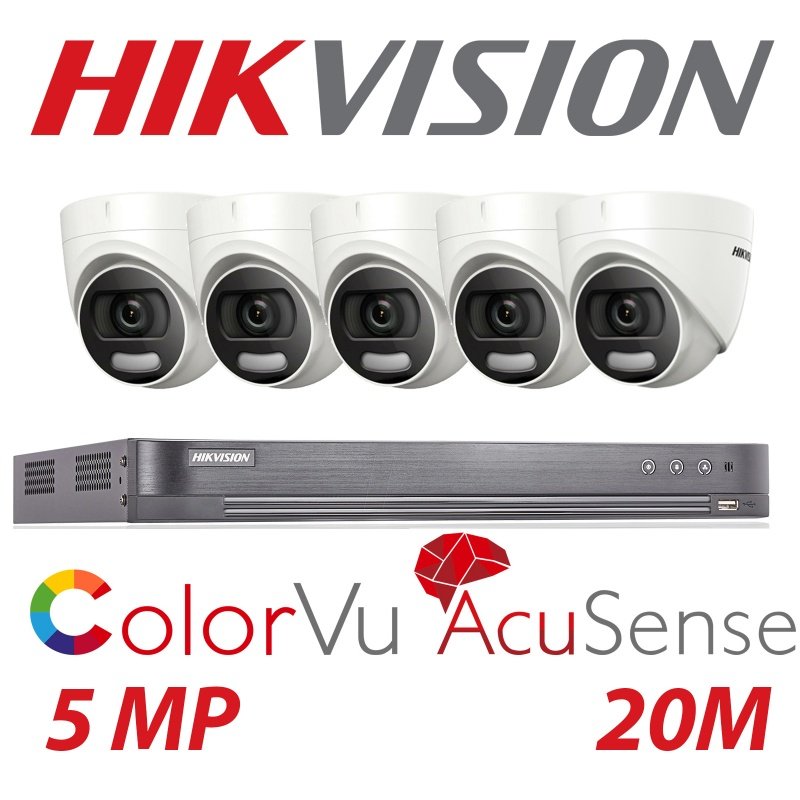 5MP 8CH HIKVISION 5X CAMERA SYSTEM COLORVU 24HR COLOUR DVR CAMERA KIT WITH BALUNS