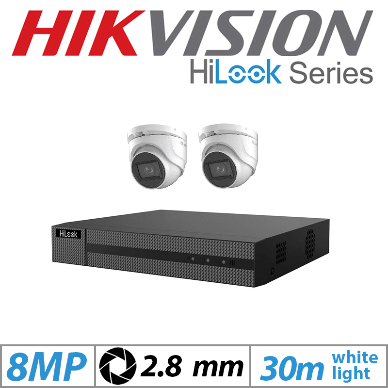 8MP HIKVISION HILOOK DVR CCTV SYSTEM KIT 4 CHANNEL 2 X 8 MP HD TURRET CAMERAS 1TB HDD  TK-2148TH-MM