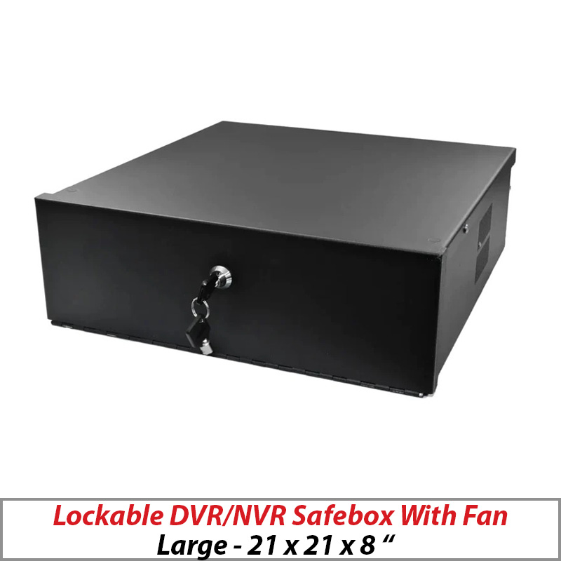 LOCKABLE DVR-NVR SAFEBOX WITH FAN - BLACK LARGE