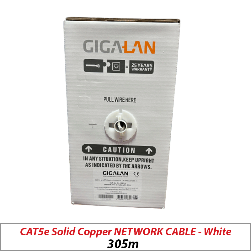 CAT5E GIGALAN SOLID COPPER NETWORK CABLE WHITE 305M LVN122014