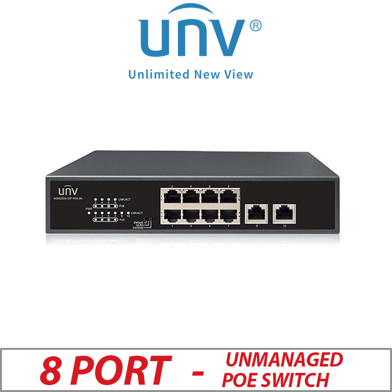 8 PORT GIGABIT 1000 MBPS POE UNIVIEW UNMANAGED SWITCH WITH 2 GB UPLINK - NSW2010-10GT-POE-IN