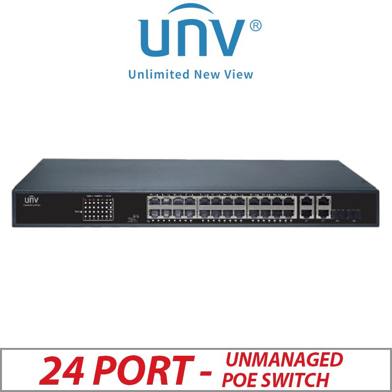 24 PORT POE GIGABIT 1000 MBPS UNIVIEW UNMANAGED SWITCH WITH 2 GB UPLINK - NSW2010-26GT2GC-POE-IN