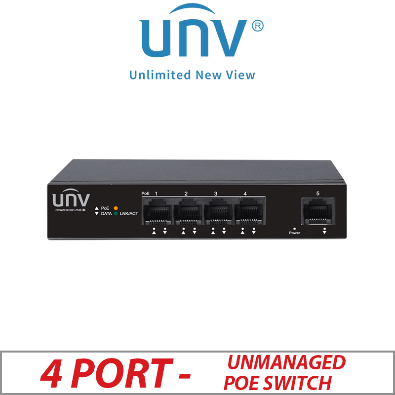 4 PORT GIGABIT 1000 MBPS POE UNIVIEW UNMANAGED SWITCH WITH GB UPLINK - NSW2010-5GT-POE-IN