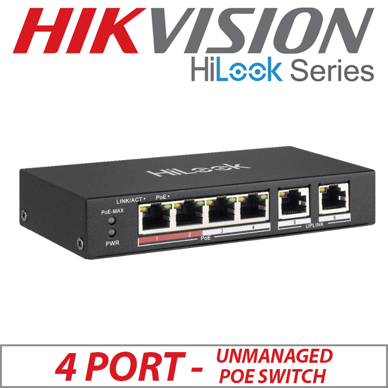 4 PORT HIKVISION HILOOK UNMANAGED FAST PoE SWITCH NS-0106P-35