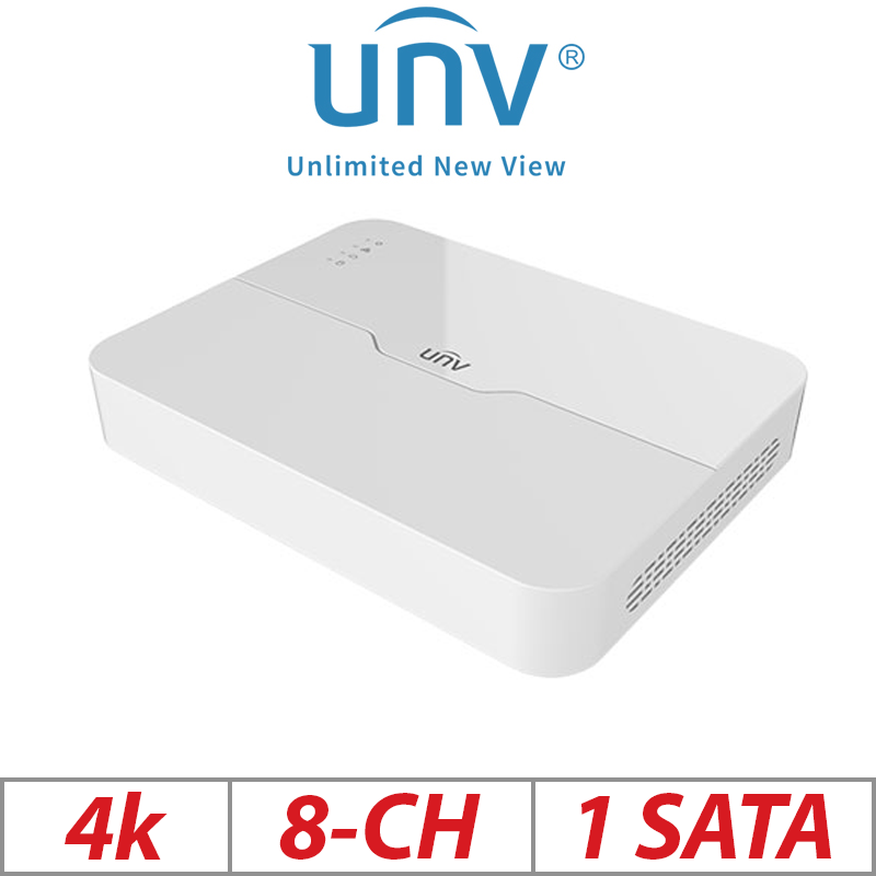 ‌4K 8-CH UNIVIEW POE 1-SATA HD NVR ULTRA 265/H.265/H.264 - UNV-NVR301-08LE2-P8