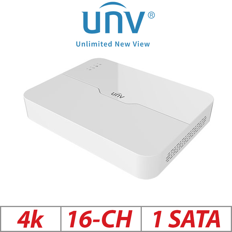 ‌4K 16-CH UNIVIEW WITH 8 PORT POE 1-SATA HD NVR ULTRA 265/H.265/H.264 - UNV-NVR301-16LE2-P8