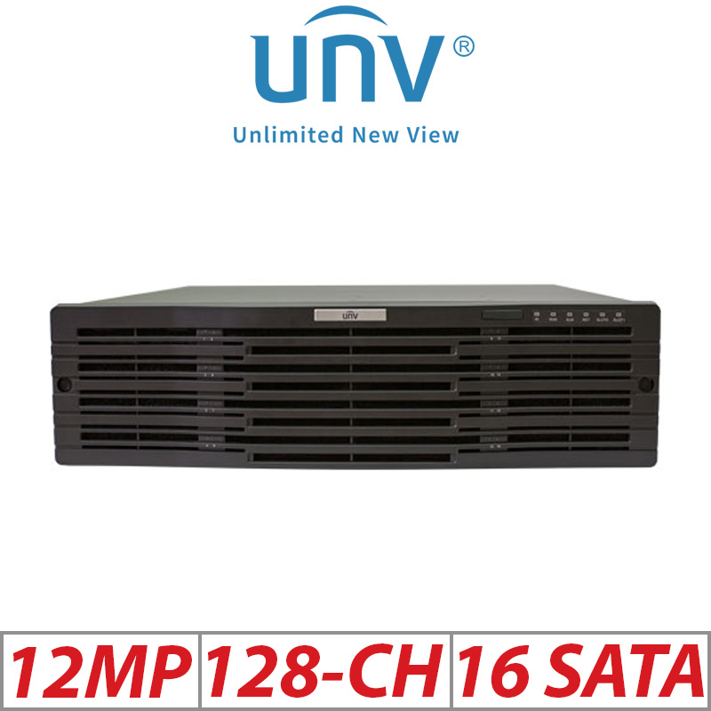 12MP 128-CH UNIVIEW NON-POE 16-SATA HDDS RAID NVR ULTRA 265/H.265/H.264 NVR516-128