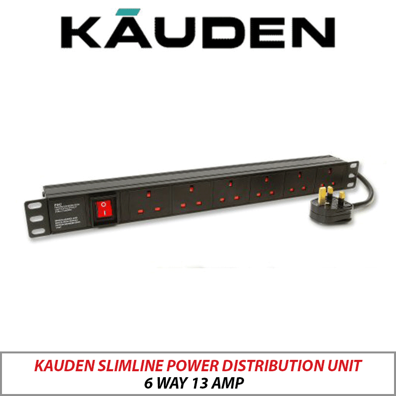 KAUDEN 6 WAY 13 AMP SLIMLINE POWER DISTRIBUTION UNIT PDU6/SLM