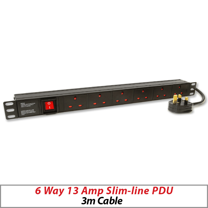 6 WAY 13 AMP SLIMLINE POWER DISTRIBUTION UNIT PDU-6W-NOSURGE