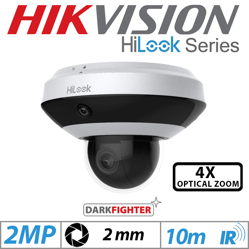 2MP HIKVISION HILOOK 3 CHANNEL DARKFIGHTER IP POE PANOVU MINI SERIES PTZ CAMERA WITH 4X OPTICAL ZOOM 2MM WHITE PTZ-P332ZI-DE3