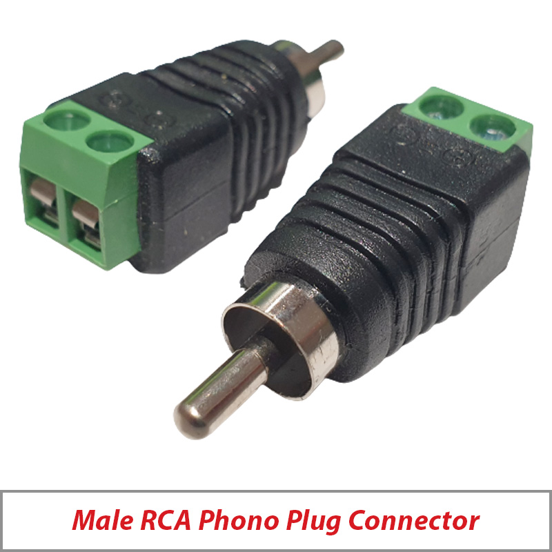 CONNECTOR MALE RCA PHONO PLUG TO AV SCREW TERMINAL