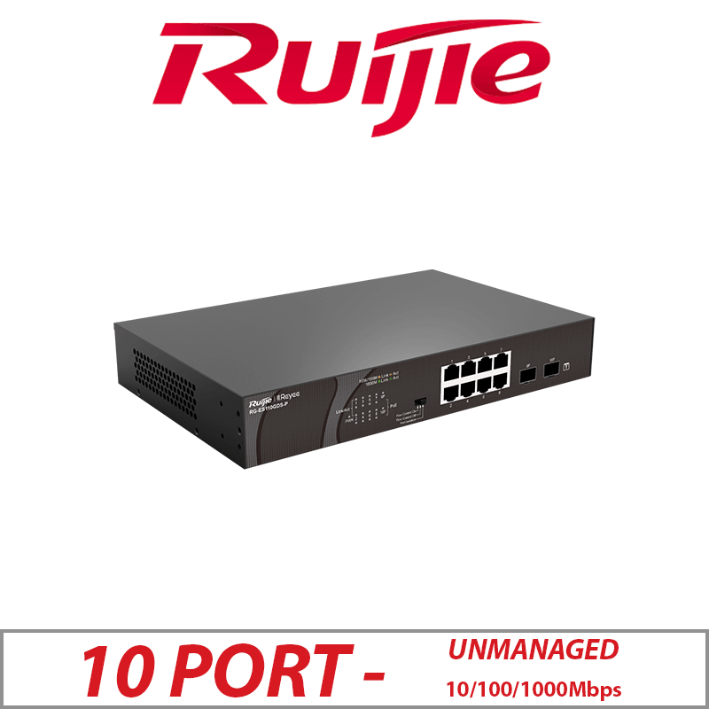 10 PORT RUIJIE 10/100/1000MBPS UNMANAGED POE SWITCH RG-ES110GDS-P
