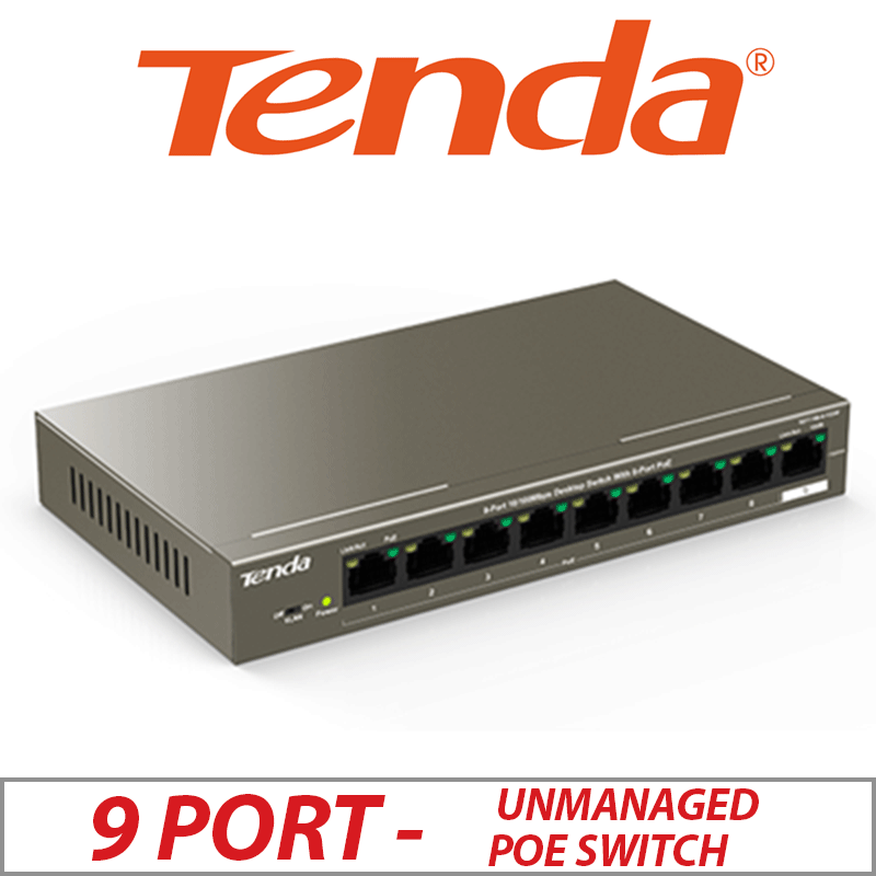 9 PORT TENDA POE UNMANAGED NETWORK SWITCH - TEF1109P-8-102W