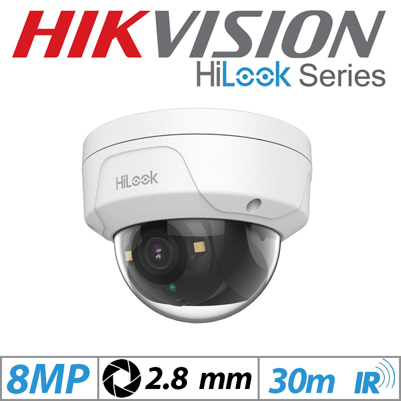 8MP HIKVISION HILOOK VANDAL RESISTANT DOME OUTDOOR CAMERA 2.8MM WHITE THC-D280