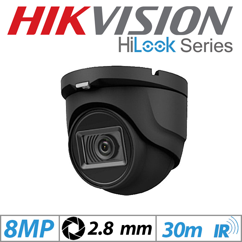 8MP HIKVISION HILOOK DOME OUTDOOR CAMERA 2.8MM GREY THC-T180-M