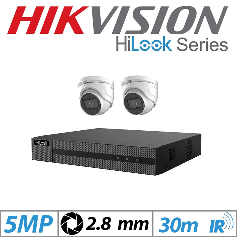 8MP HIKVISION HILOOK DVR CCTV SYSTEM KIT 4 CHANNEL 2 X 8 MP HD TURRET CAMERAS 1TB HDD – TK-2148TH-MM