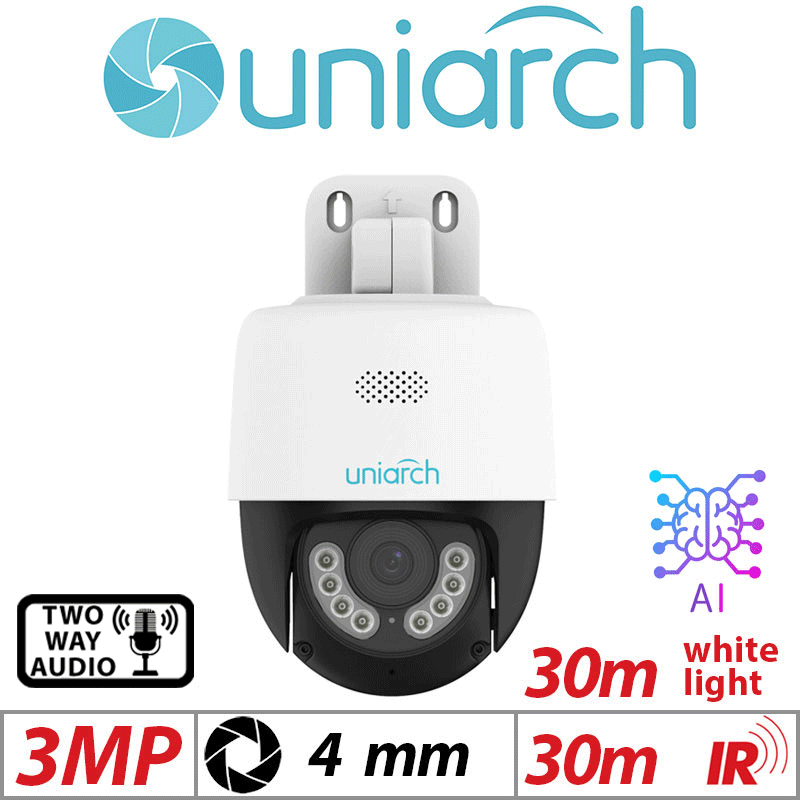 3MP UNIARCH HD DUAL LIGHT NETWORK PT CAMERA WITH 2-WAY AUDIO AND DEEP LEARNING ARTIFICIAL INTELLIGENCE 4MM IPC-P213-AF40KC