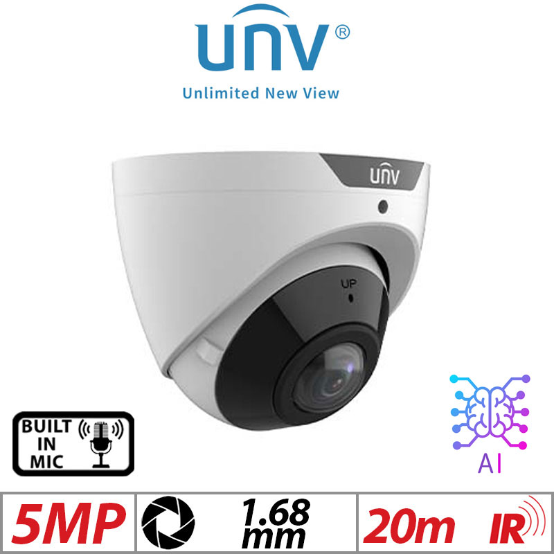 ‌‌‌‌‌‌5MP UNIVIEW HD WIDE ANGLE INTELLIGENT IR FIXED TURRET NETWORK CAMERA WITH BUILT IN MIC AND DEEP LEARNING ARTIFICIAL INTELLIGENCE 1.68MM WHITE IPC3605SB-ADF16KM-I0