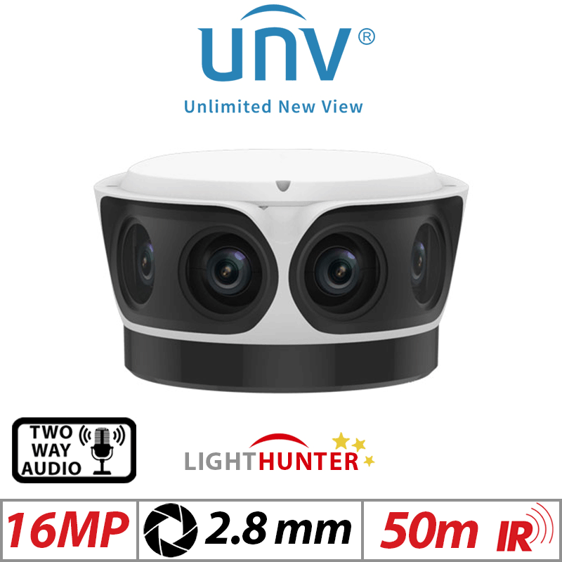 16MP (4X 16MP) UNIVIEW LIGHTHUNTER 180 OMNIVIEW PANORAMIC FIXED TURRET IP NETWORK CAMERA WITH   2 WAY AUDIO 2.8MM UNV-IPC8544EA-KM-I1