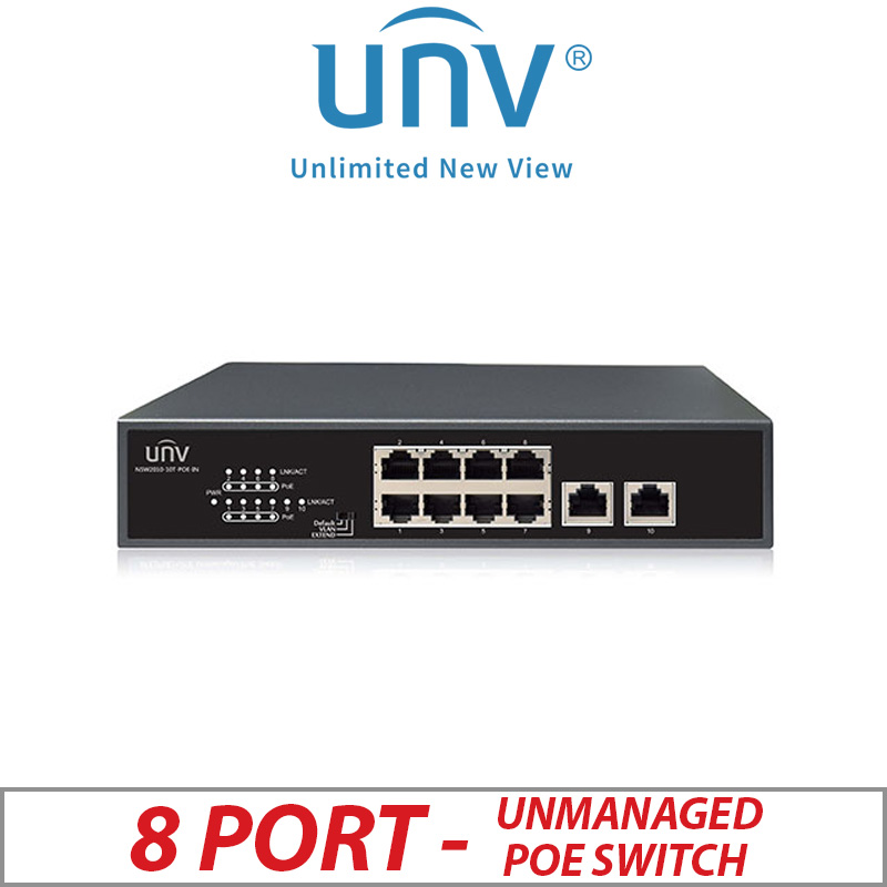 ‌8 PORT POE PLUS UNIVIEW UNMANAGED SWITCH WITH SURVEILLANCE (EXTEND) MODE NSW2010-10T-POE-IN