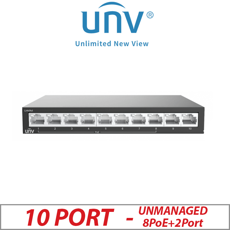 10 PORT UNIVIEW 8POE+2PORT UNMANAGED SWITCH UNV-NSW2020-10T-POE-IN