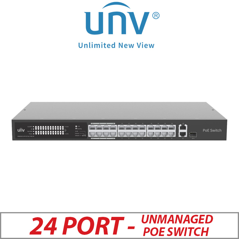 ‌24 PORT POE PLUS UNIVIEW UNMANAGED SWITCH WITH SURVEILLANCE (EXTEND) MODE AND TWO UPLINK PORTS NSW2020-24T1GT1GC-POE-IN