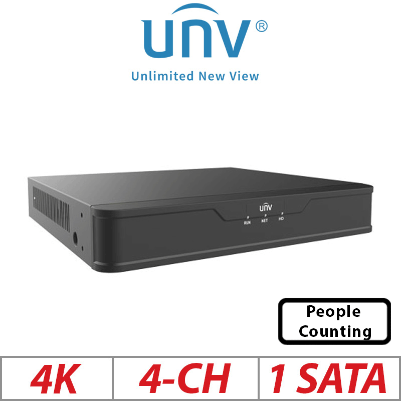‌4K 4-CH UNIVIEW POE 1-SATA HD NVR WITH VIDEO CONTENT ANALYSIS ULTRA 265/H.265/H.264 NVR301-04X-P4